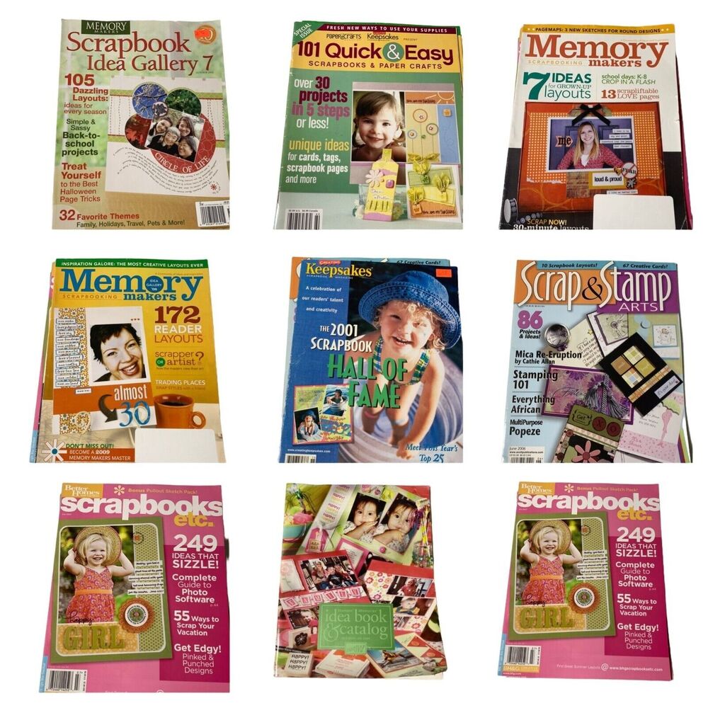 9 back issues various scrapbooking stamping paper crafts magazines 2000s Y2K